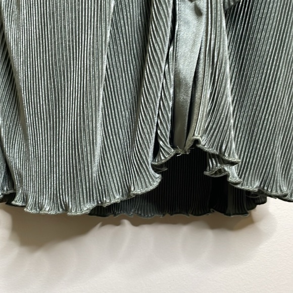 Mable Olive Branch Plisse Pleated Mini Shirt Belted Shirt Dress Size Medium NWT - Picture 9 of 15